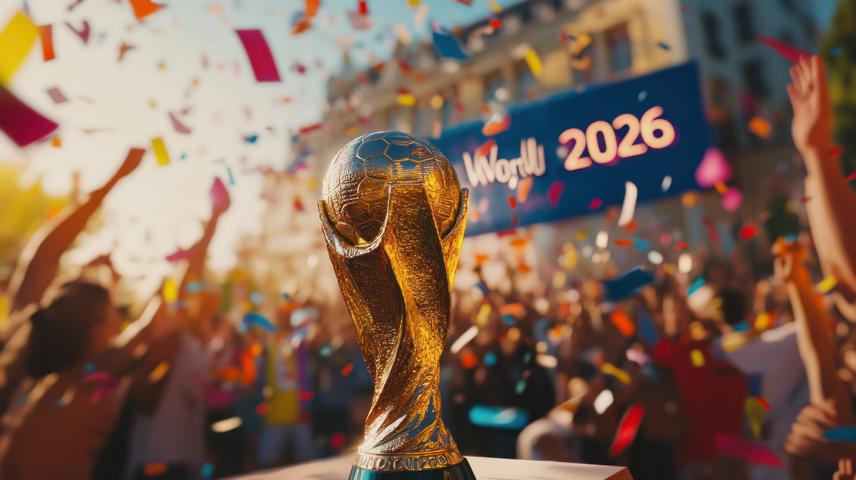 K640 celebratory scene featuring trophy with confetti crowd promoting sports event